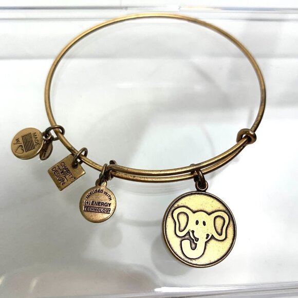 Alex and Ani Elephant Charm Bracelet - Gold Finish Expands 2"- 3.5" - Picture 1 of 2